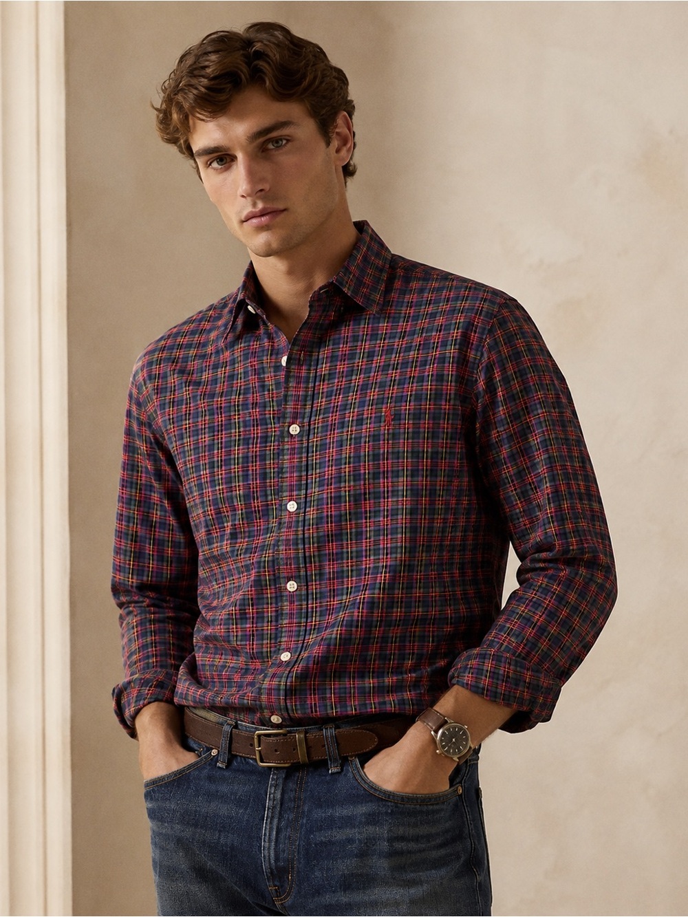 Ralph Lauren Men’s Blue Label Classic Fit Plaid Button-down Shirt. 17.5 neck XL